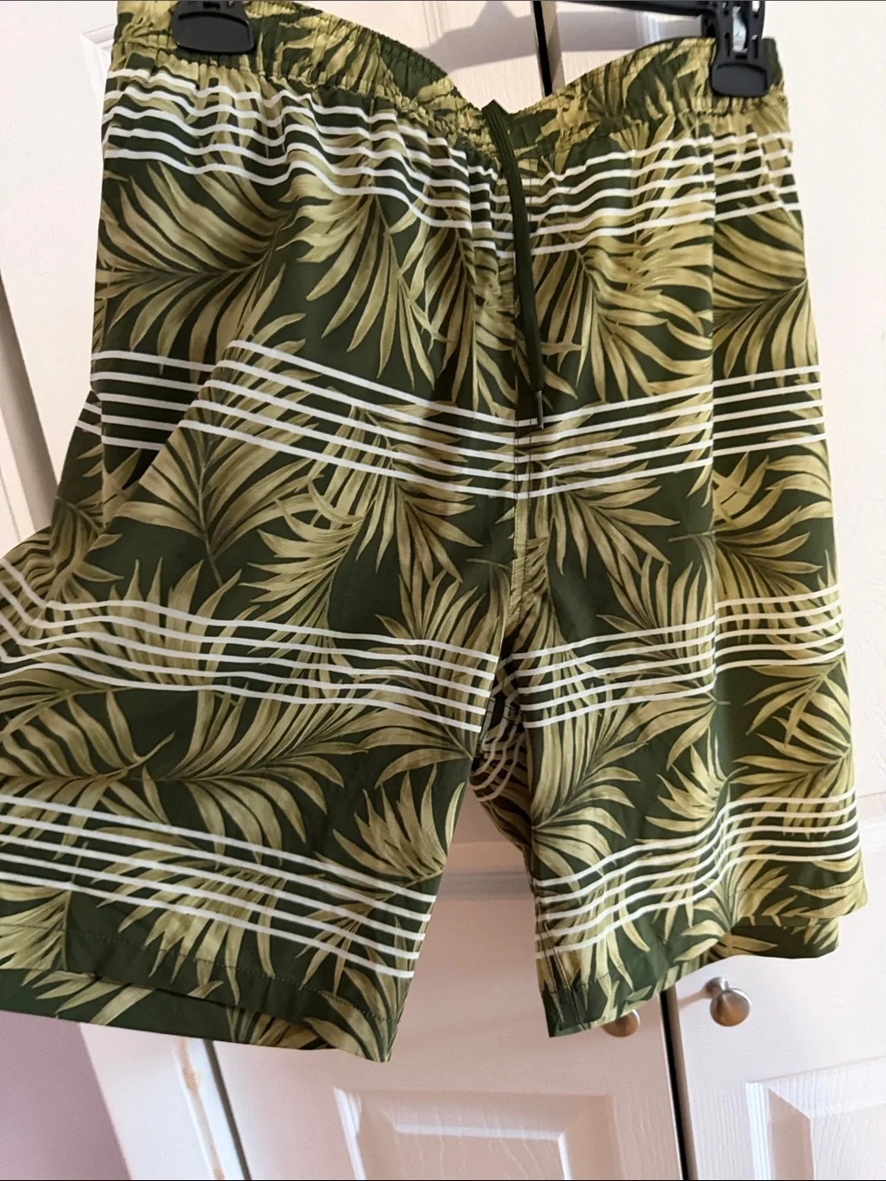Kirkland Signature Olive Green Palm Print Men’s Swim Trunks